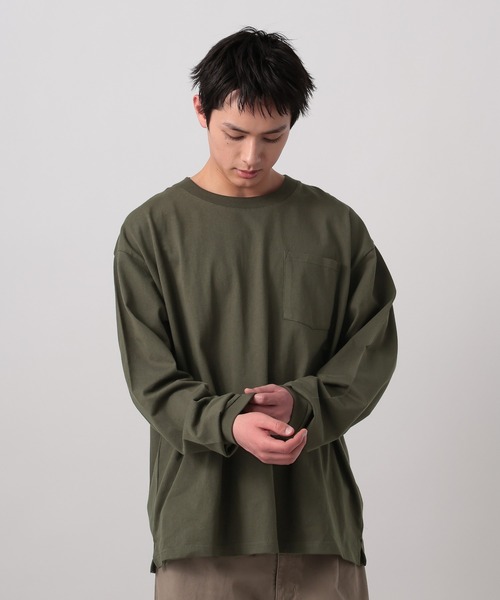 BAYFLOW(ベイフロー)の「【WEB限定】ベーシックポケットロンT / 無地 / ヘビーウェイト(Tシャツ/カットソー・メンズ・グレー/チャコールグレー/ブラック/グレイッシュベージュ/カーキ/ホワイト・SMALL/MEDIUM/LARGE)」の1枚目の写真