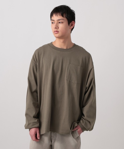 BAYFLOW(ベイフロー)の「【WEB限定】ベーシックポケットロンT / 無地 / ヘビーウェイト(Tシャツ/カットソー・メンズ・グレー/チャコールグレー/ブラック/グレイッシュベージュ/カーキ/ホワイト・SMALL/MEDIUM/LARGE)」の6枚目の写真