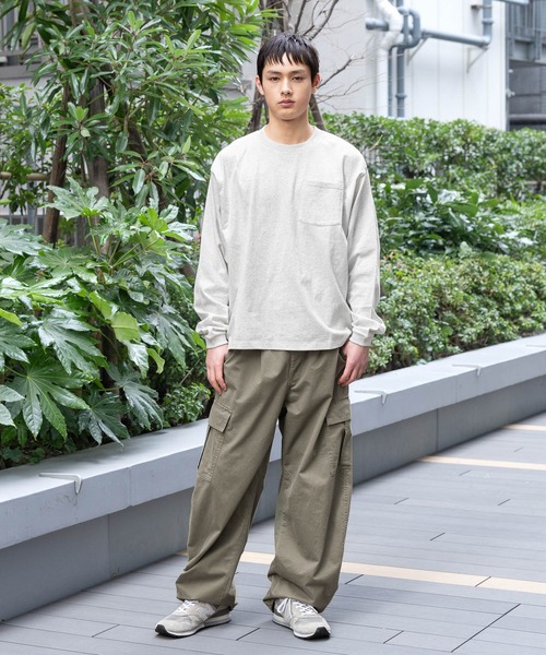 BAYFLOW(ベイフロー)の「【WEB限定】ベーシックポケットロンT / 無地 / ヘビーウェイト(Tシャツ/カットソー・メンズ・グレー/チャコールグレー/ブラック/グレイッシュベージュ/カーキ/ホワイト・SMALL/MEDIUM/LARGE)」の12枚目の写真