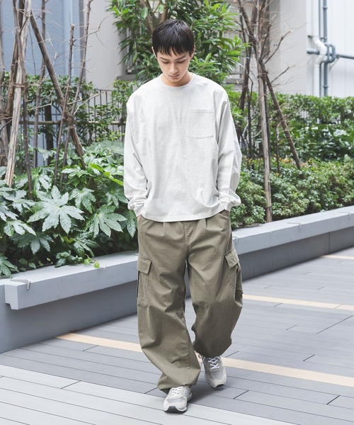 BAYFLOW(ベイフロー)の「【WEB限定】ベーシックポケットロンT / 無地 / ヘビーウェイト(Tシャツ/カットソー・メンズ・グレー/チャコールグレー/ブラック/グレイッシュベージュ/カーキ/ホワイト・SMALL/MEDIUM/LARGE)」の10枚目の写真