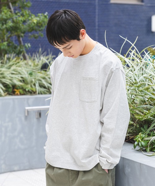 BAYFLOW(ベイフロー)の「【WEB限定】ベーシックポケットロンT / 無地 / ヘビーウェイト(Tシャツ/カットソー・メンズ・グレー/チャコールグレー/ブラック/グレイッシュベージュ/カーキ/ホワイト・SMALL/MEDIUM/LARGE)」の13枚目の写真