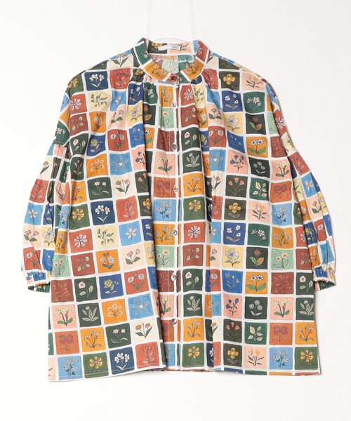 sandy（サンディー）の「スタンドカラーギャザーブラウス（シャツ/ブラウス・レディース・ブルーグレー/レンガ/ブルー/オレンジ・FREE）」の3枚目の写真