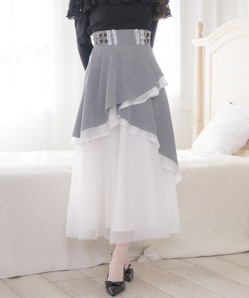 couture BY ROJITA(クチュールバイロジータ)の「異素材アシメフレアスカート(スカート・レディース・その他/ブラック/グレー・FREE)」の2枚目の写真