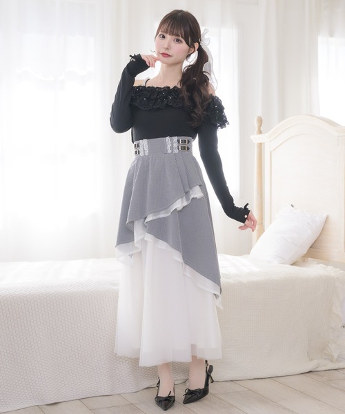 couture BY ROJITA(クチュールバイロジータ)の「異素材アシメフレアスカート(スカート・レディース・その他/ブラック/グレー・FREE)」の8枚目の写真