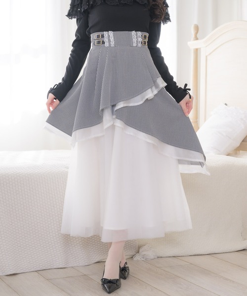 couture BY ROJITA(クチュールバイロジータ)の「異素材アシメフレアスカート(スカート・レディース・その他/ブラック/グレー・FREE)」の4枚目の写真