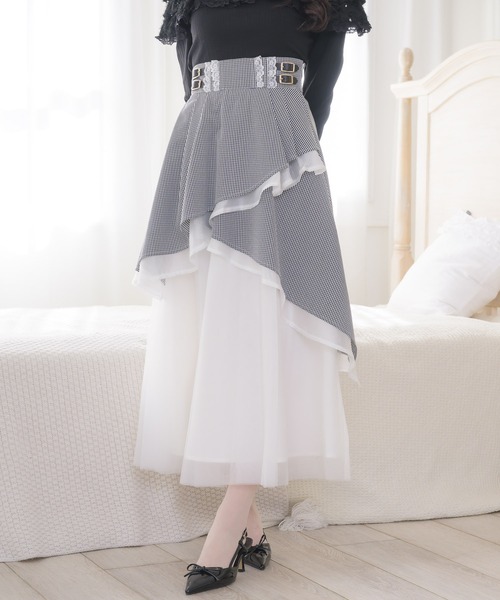 couture BY ROJITA(クチュールバイロジータ)の「異素材アシメフレアスカート(スカート・レディース・その他/ブラック/グレー・FREE)」の5枚目の写真