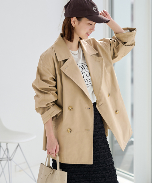 JOURNAL STANDARD relume（ジャーナルスタンダード　レリューム）の「《追加2 / 手洗い可》ハーフトレンチコート（トレンチコート・レディース・ネイビー/ベージュ・38/36）」の9枚目の写真
