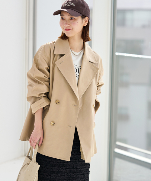 JOURNAL STANDARD relume（ジャーナルスタンダード　レリューム）の「《追加2 / 手洗い可》ハーフトレンチコート（トレンチコート・レディース・ネイビー/ベージュ・38/36）」の10枚目の写真