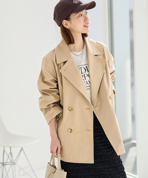 JOURNAL STANDARD relume（ジャーナルスタンダード　レリューム）の「《追加2 / 手洗い可》ハーフトレンチコート（トレンチコート・レディース・ネイビー/ベージュ・38/36）」の12枚目の写真