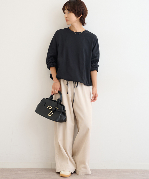 JOURNAL STANDARD relume（ジャーナルスタンダード　レリューム）の「《追加2》ギャザーヘムロングスリーブ（Tシャツ/カットソー・レディース・ブラック/ナチュラル/ネイビー/ホワイト/ライトグレー・FREE）」の19枚目の写真