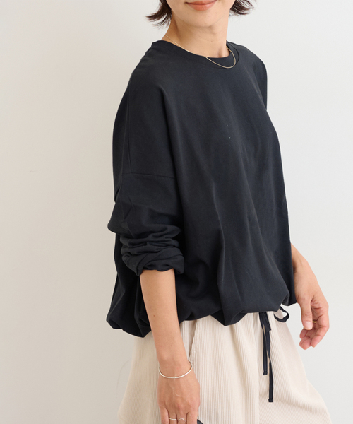 JOURNAL STANDARD relume（ジャーナルスタンダード　レリューム）の「《追加2》ギャザーヘムロングスリーブ（Tシャツ/カットソー・レディース・ブラック/ナチュラル/ネイビー/ホワイト/ライトグレー・FREE）」の22枚目の写真