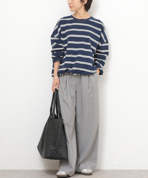 JOURNAL STANDARD relume（ジャーナルスタンダード　レリューム）の「《追加2》ギャザーヘムロングスリーブ（Tシャツ/カットソー・レディース・ブラック/ナチュラル/ネイビー/ホワイト/ライトグレー・FREE）」の6枚目の写真