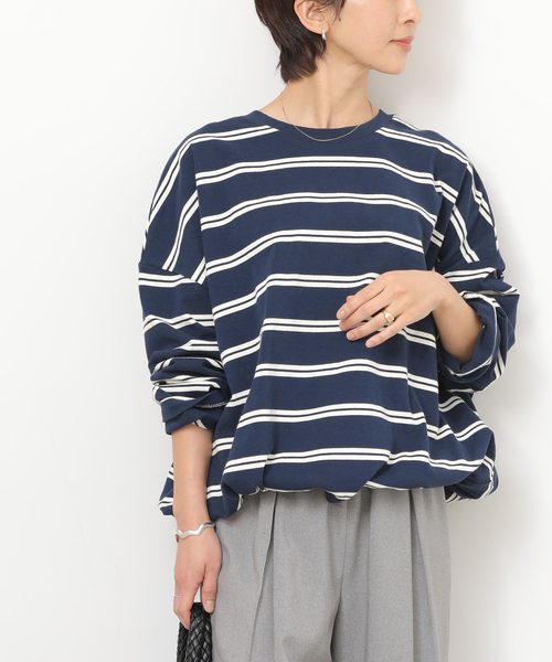 JOURNAL STANDARD relume（ジャーナルスタンダード　レリューム）の「《追加2》ギャザーヘムロングスリーブ（Tシャツ/カットソー・レディース・ブラック/ナチュラル/ネイビー/ホワイト/ライトグレー・FREE）」の10枚目の写真