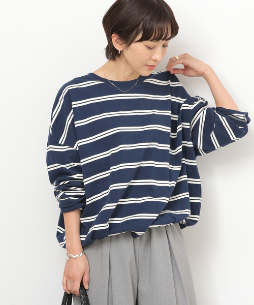 JOURNAL STANDARD relume（ジャーナルスタンダード　レリューム）の「《追加2》ギャザーヘムロングスリーブ（Tシャツ/カットソー・レディース・ブラック/ナチュラル/ネイビー/ホワイト/ライトグレー・FREE）」の11枚目の写真
