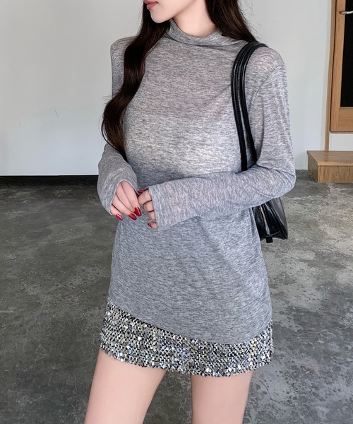 by LEGNA(バイレグナ)の「なめらかシアータートルトップス(Tシャツ/カットソー・レディース・ホワイト/ブラック/ライトブルー/杢グレー・LARGE/MEDIUM)」の1枚目の写真
