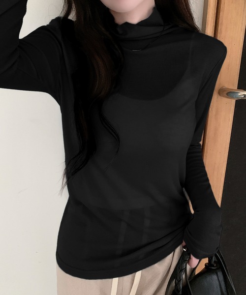 by LEGNA(バイレグナ)の「なめらかシアータートルトップス(Tシャツ/カットソー・レディース・ホワイト/ブラック/ライトブルー/杢グレー・LARGE/MEDIUM)」の3枚目の写真