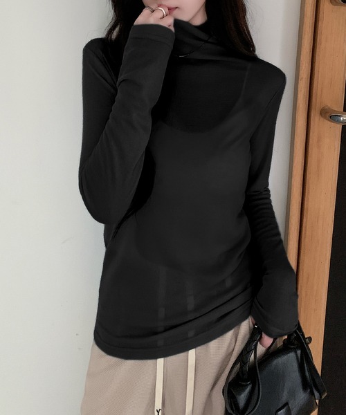 by LEGNA(バイレグナ)の「なめらかシアータートルトップス(Tシャツ/カットソー・レディース・ホワイト/ブラック/ライトブルー/杢グレー・LARGE/MEDIUM)」の20枚目の写真