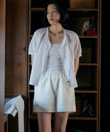 Soft Cotton Pocket Banding Shorts_WHITE
