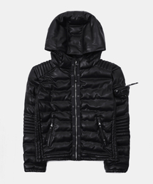 BADBLOOD（バッドブラッド）の「バイパー31-2 ミッドウェイトバイカーフードパファー - ブラックレザー（ダウンジャケット/コート）」