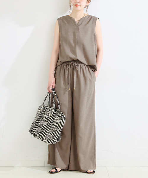 B.C STOCK(ベーセーストック)の「《S/Mサイズ展開》《2点セット》ウォッシャブル / リネンライクセットアップ(その他パンツ・レディース・ウッド/ベージュ/ブラック・SMALL/MEDIUM)」の9枚目の写真