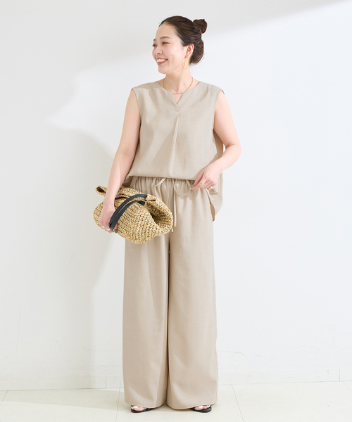 B.C STOCK(ベーセーストック)の「《S/Mサイズ展開》《2点セット》ウォッシャブル / リネンライクセットアップ(その他パンツ・レディース・ウッド/ベージュ/ブラック・SMALL/MEDIUM)」の22枚目の写真