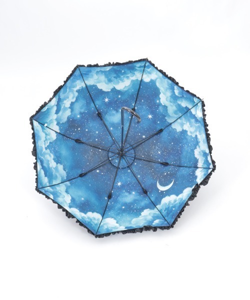 axes femme（アクシーズファム）の「夜空柄晴雨兼用パゴダ傘（長傘・レディース・ブルー・FREE）」の6枚目の写真