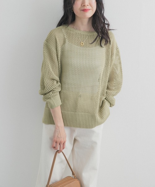 URBAN RESEARCH DOORS（アーバンリサーチドアーズ）の「メッシュニットプルオーバー｜春服/春ニット/大人カジュアル（ニット/セーター・レディース・ライトカーキ/グレー系その他・FREE）」の10枚目の写真