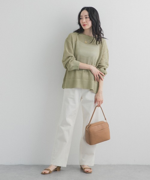 URBAN RESEARCH DOORS（アーバンリサーチドアーズ）の「メッシュニットプルオーバー｜春服/春ニット/大人カジュアル（ニット/セーター・レディース・ライトカーキ/グレー系その他・FREE）」の3枚目の写真