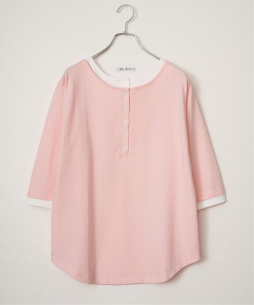 LBC(エルビーシー)の「ヘンリーネックレイヤー7分袖Tシャツ(Tシャツ/カットソー・レディース・ブルー/グレー/ブラック/ピンク・L/M)」の18枚目の写真