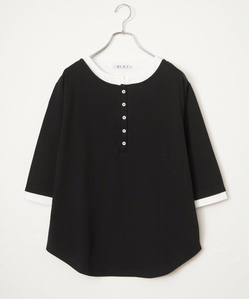 LBC(エルビーシー)の「ヘンリーネックレイヤー7分袖Tシャツ(Tシャツ/カットソー・レディース・ブルー/グレー/ブラック/ピンク・L/M)」の20枚目の写真