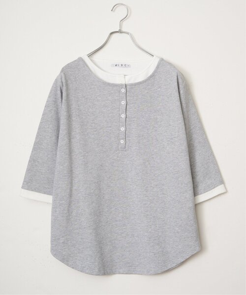 LBC(エルビーシー)の「ヘンリーネックレイヤー7分袖Tシャツ(Tシャツ/カットソー・レディース・ブルー/グレー/ブラック/ピンク・L/M)」の22枚目の写真