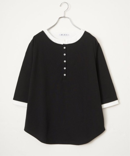 LBC（エルビーシー）の「ヘンリーネックレイヤー7分袖Tシャツ（Tシャツ/カットソー・レディース・ブルー/グレー/ブラック/ピンク・L/M）」の11枚目の写真