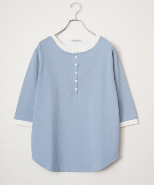 LBC（エルビーシー）の「ヘンリーネックレイヤー7分袖Tシャツ（Tシャツ/カットソー・レディース・ブルー/グレー/ブラック/ピンク・L/M）」の13枚目の写真