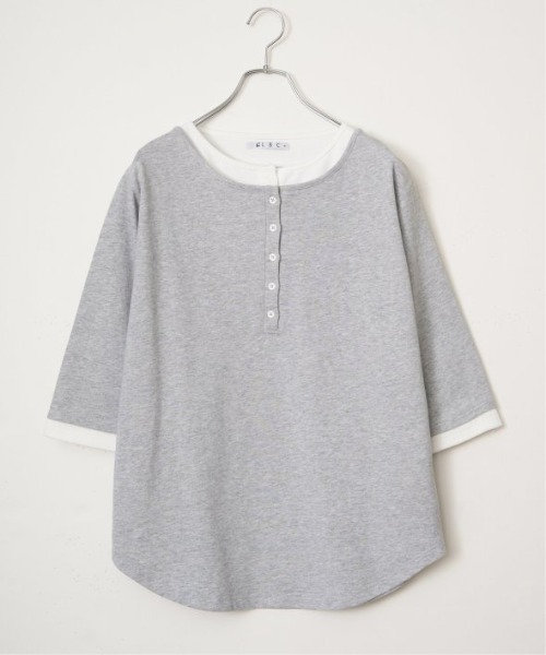 LBC（エルビーシー）の「ヘンリーネックレイヤー7分袖Tシャツ（Tシャツ/カットソー・レディース・ブルー/グレー/ブラック/ピンク・L/M）」の12枚目の写真