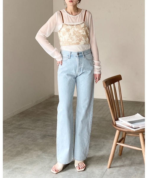 She's Closet（シーズクローゼット）の「花柄プリント シアー ビスチェ メッシュ キャミソール（キャミソール・レディース・ブラック/ネイビー/ベージュ・FREE）」の10枚目の写真
