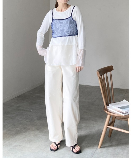 She's Closet（シーズクローゼット）の「花柄プリント シアー ビスチェ メッシュ キャミソール（キャミソール・レディース・ブラック/ネイビー/ベージュ・FREE）」の16枚目の写真