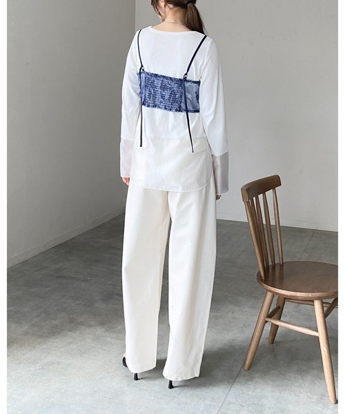 She's Closet（シーズクローゼット）の「花柄プリント シアー ビスチェ メッシュ キャミソール（キャミソール・レディース・ブラック/ネイビー/ベージュ・FREE）」の17枚目の写真