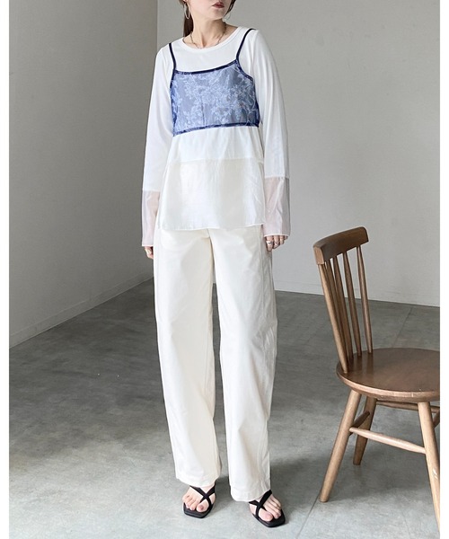 She's Closet（シーズクローゼット）の「花柄プリント シアー ビスチェ メッシュ キャミソール（キャミソール・レディース・ブラック/ネイビー/ベージュ・FREE）」の18枚目の写真