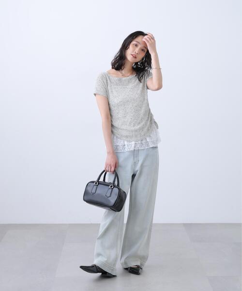 FREE'S MART(フリーズマート)の「◆メランジドロスト半袖レースティアードキャミセット(Tシャツ/カットソー・レディース・グレー/ブラック/ブラウン/ホワイト/ホワイト系その他・FREE)」の12枚目の写真