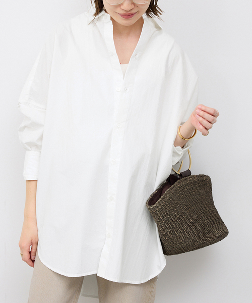 SLOBE IENA(スローブイエナ)の「《WEB限定/追加》オーバーサイズシャツ(シャツ/ブラウス・レディース・ピンク系その他/スカイブルー/ホワイト・FREE)」の4枚目の写真