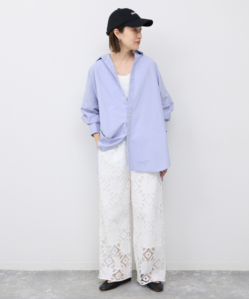 SLOBE IENA(スローブイエナ)の「《WEB限定/追加》オーバーサイズシャツ(シャツ/ブラウス・レディース・ピンク系その他/スカイブルー/ホワイト・FREE)」の9枚目の写真