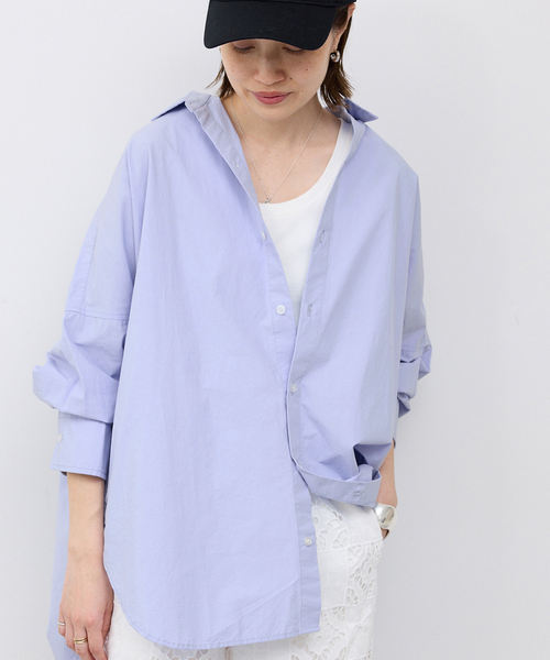 SLOBE IENA(スローブイエナ)の「《WEB限定/追加》オーバーサイズシャツ(シャツ/ブラウス・レディース・ピンク系その他/スカイブルー/ホワイト・FREE)」の13枚目の写真