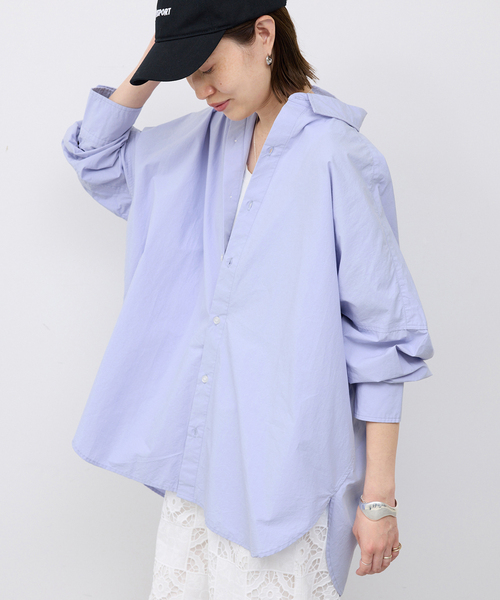 SLOBE IENA(スローブイエナ)の「《WEB限定/追加》オーバーサイズシャツ(シャツ/ブラウス・レディース・ピンク系その他/スカイブルー/ホワイト・FREE)」の14枚目の写真