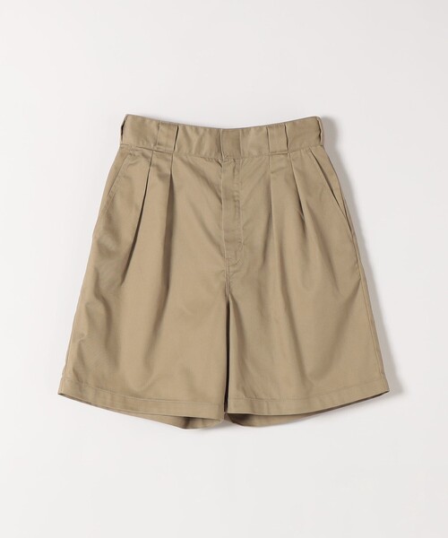 Dickies(ディッキーズ)の「DICKIES:〈洗濯機可能〉ツイル ツータック ショート パンツ(その他パンツ・レディース・ベージュ/ブラック・ONE SIZE)」の2枚目の写真