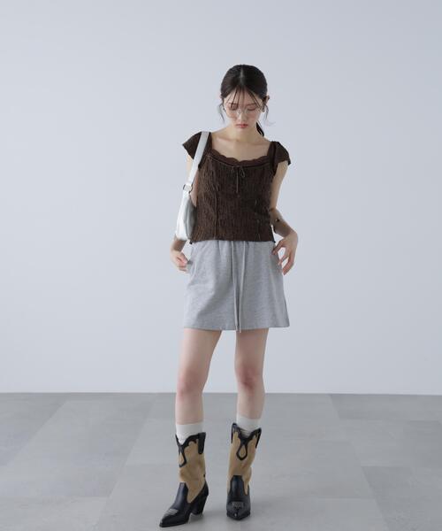 FREE'S MART（フリーズマート）の「◆レーストリムカットジャガードカットソー（Tシャツ/カットソー・レディース・ブラウン/ホワイト/レッド・FREE）」の9枚目の写真