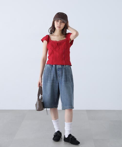 FREE'S MART（フリーズマート）の「◆レーストリムカットジャガードカットソー（Tシャツ/カットソー・レディース・ブラウン/ホワイト/レッド・FREE）」の17枚目の写真