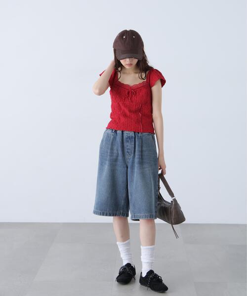 FREE'S MART（フリーズマート）の「◆レーストリムカットジャガードカットソー（Tシャツ/カットソー・レディース・ブラウン/ホワイト/レッド・FREE）」の18枚目の写真