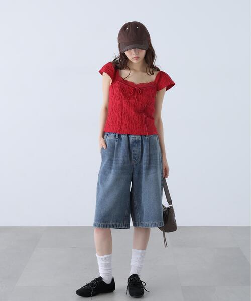 FREE'S MART（フリーズマート）の「◆レーストリムカットジャガードカットソー（Tシャツ/カットソー・レディース・ブラウン/ホワイト/レッド・FREE）」の19枚目の写真