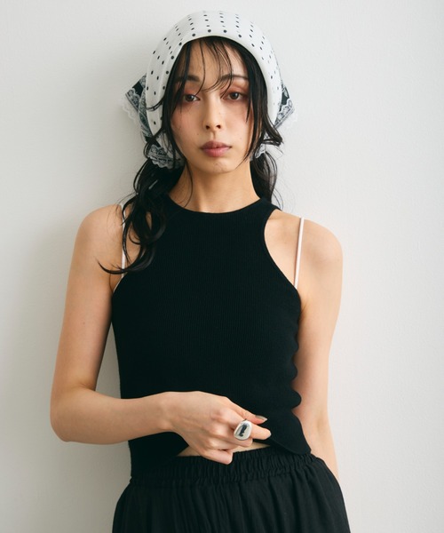 Trish(トリッシュ)の「アメスリニット(タンクトップ・レディース・ホワイト/ブラック・FREE)」の4枚目の写真
