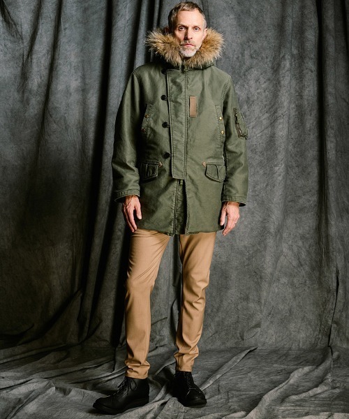 wjk(ダヴルジェイケイ)の「mj11521- heavy moleskin N-3B フライトジャケット(1879 co32j)(ミリタリージャケット・メンズ・カーキオリーブ/ブラック・S/M/L/XL)」の6枚目の写真